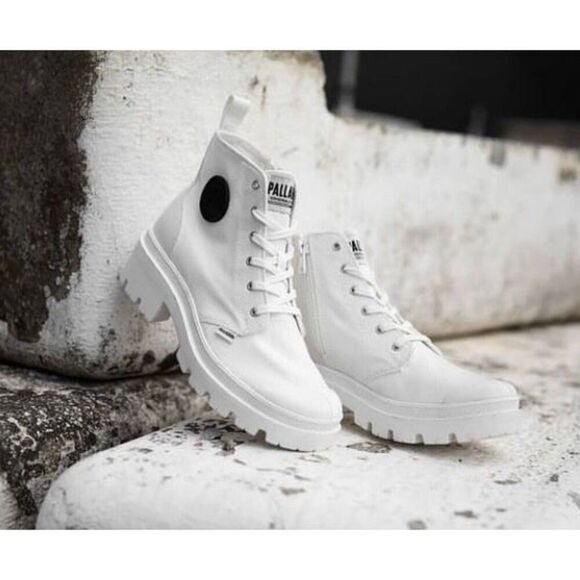 PALLADIUM - NWTIB - L Sz 11 (EUR 43) Pallabase Twill High Top in Stark White ♥️ - Picture 5 of 16